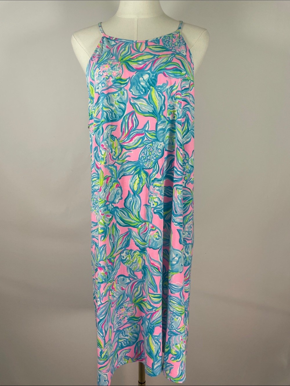 NWT Lilly Pulitzer Margot Fished My Wish Koi Blue/Pink Swing Mini Dress Size XL